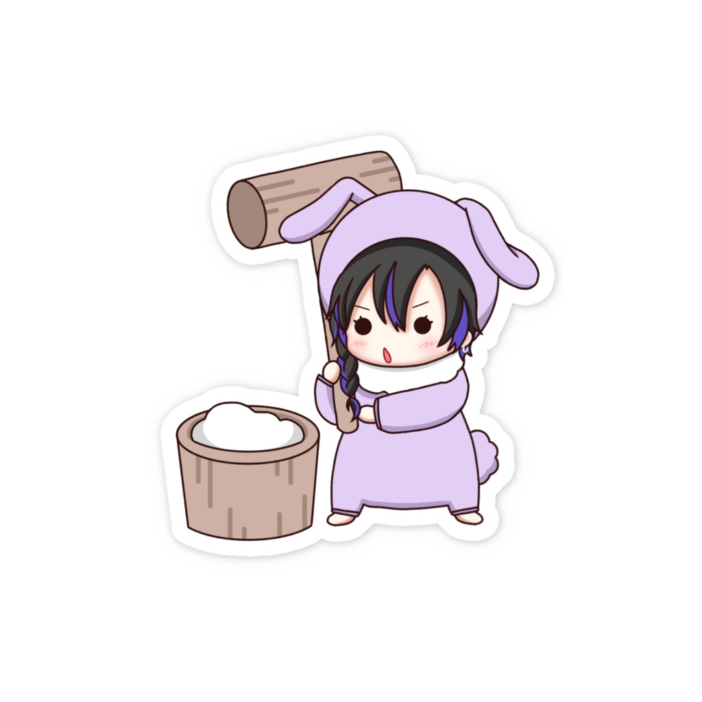 お月見たわしうさちゃんスマホステッカー