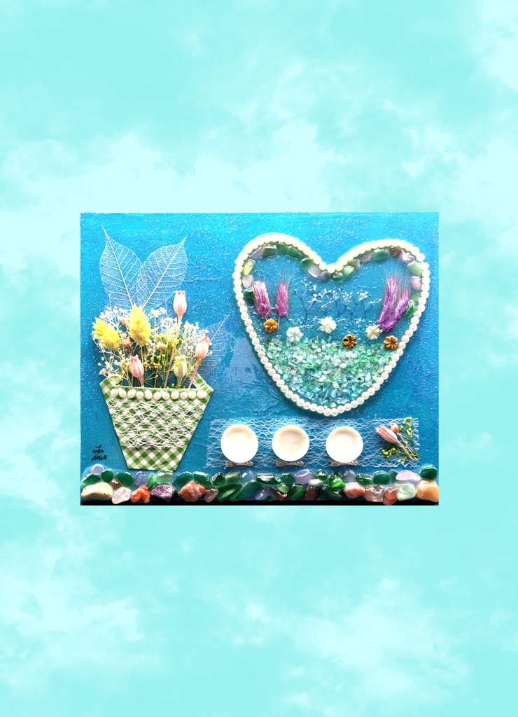 ふわりとした彩り ポストカード ダウンロード用 ハンドメイド 立体アート