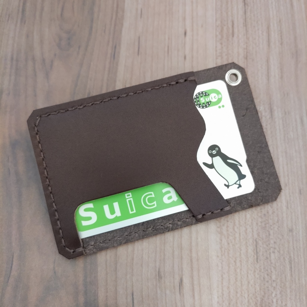 【受注製作】タンニン鞣し牛革を使用したSuicaデザインのパスケース