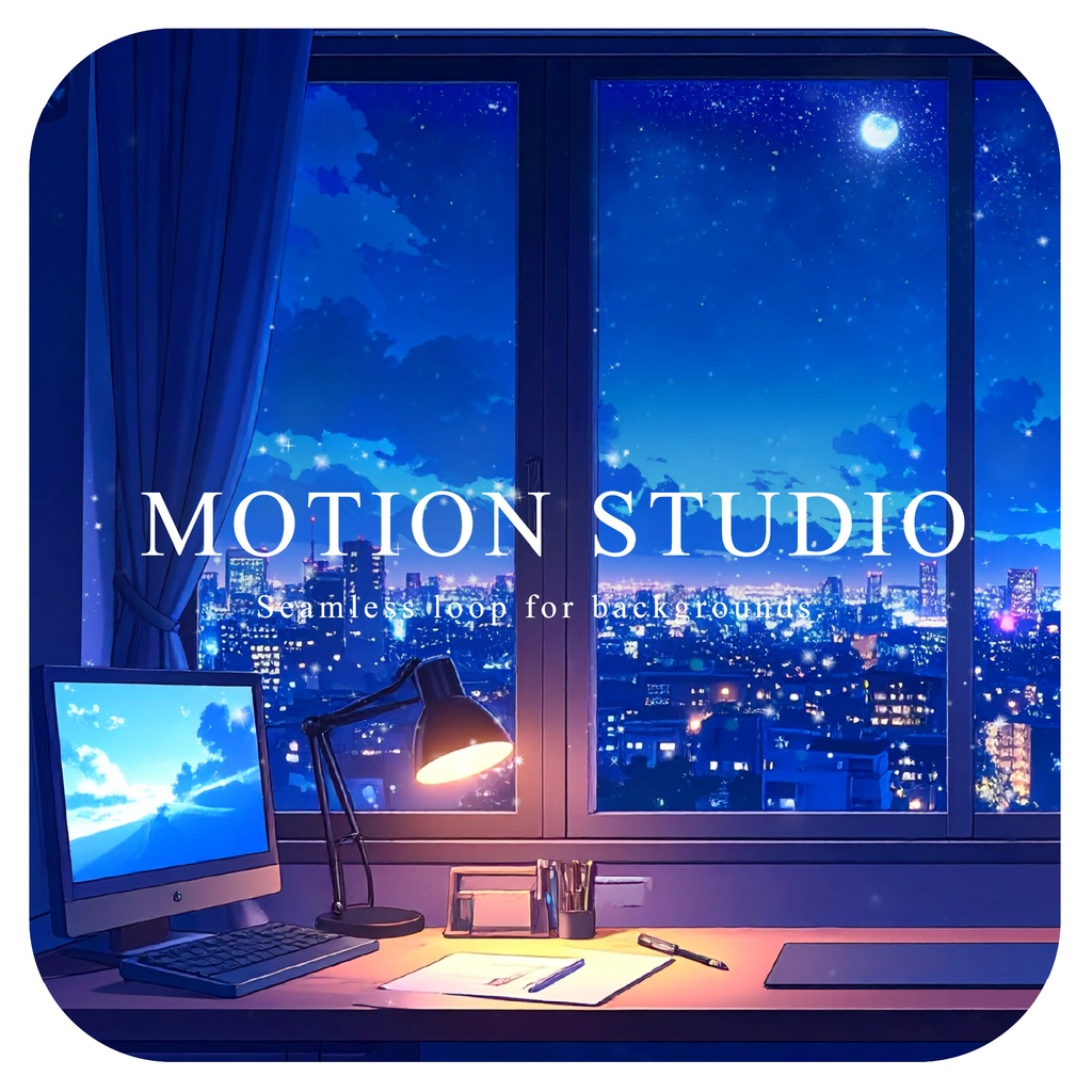 夜景の見えるデスクの動画素材