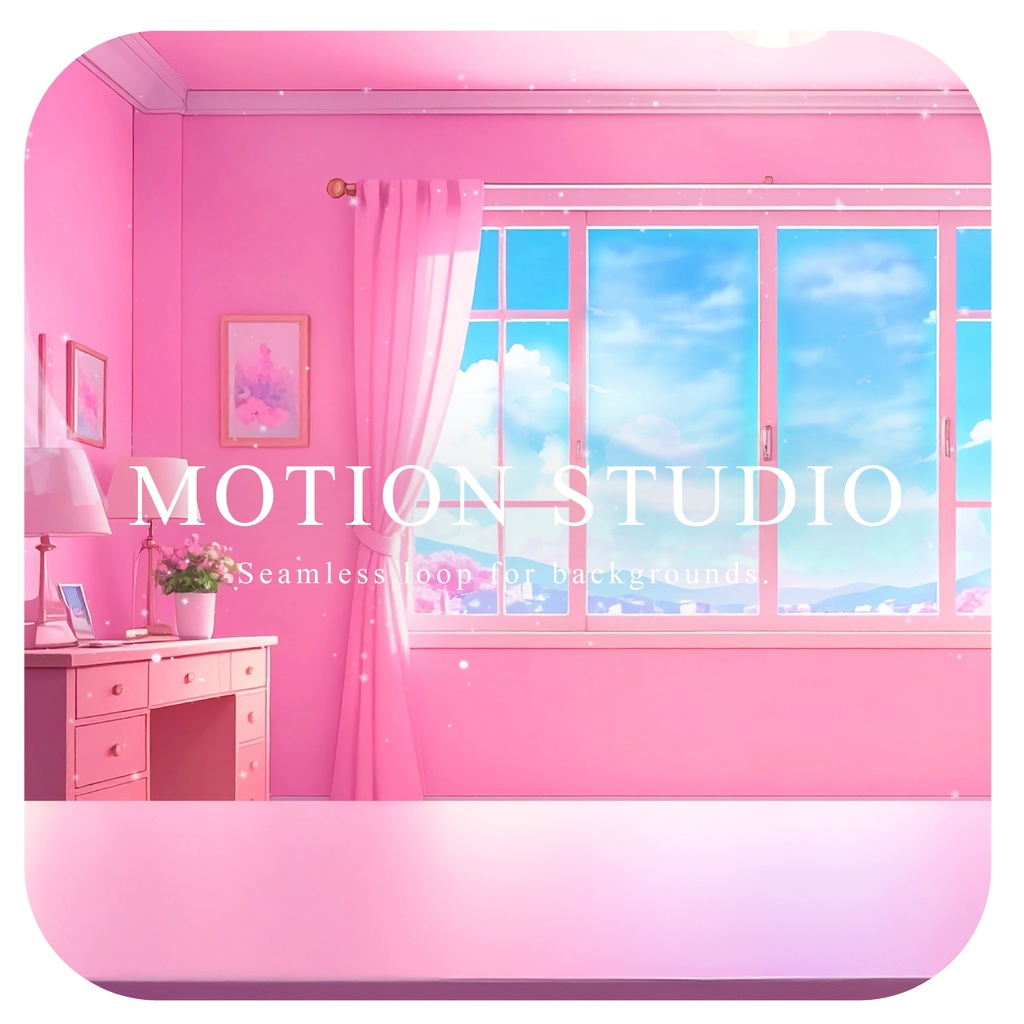 ピンクの可愛い配信ルーム動画素材　（PNGテーブル付き）