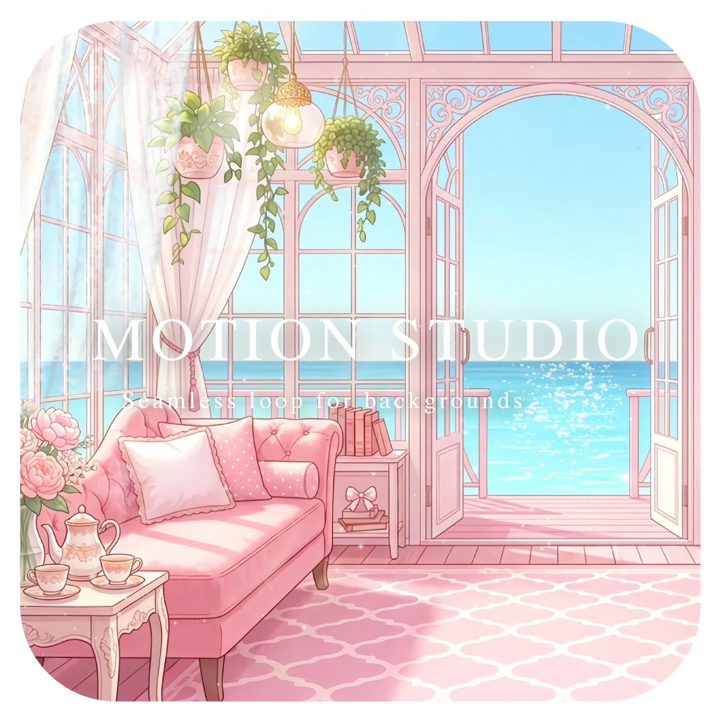 海辺のピンクサンルーム 背景動画素材