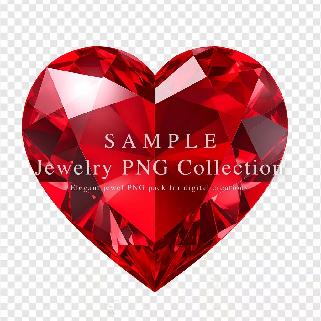 ハートのジュエリー透過PNG素材セット