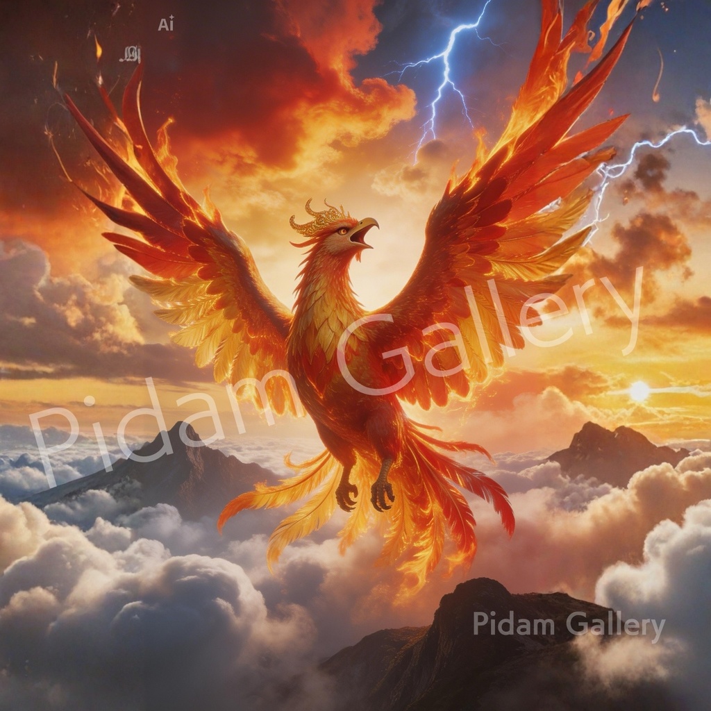 Phoenix of Thunder|天雷の鳳凰(A4デジタルアート)【B004】