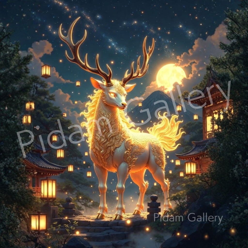 神光麒麟｜月夜に舞う神獣アート【D018】