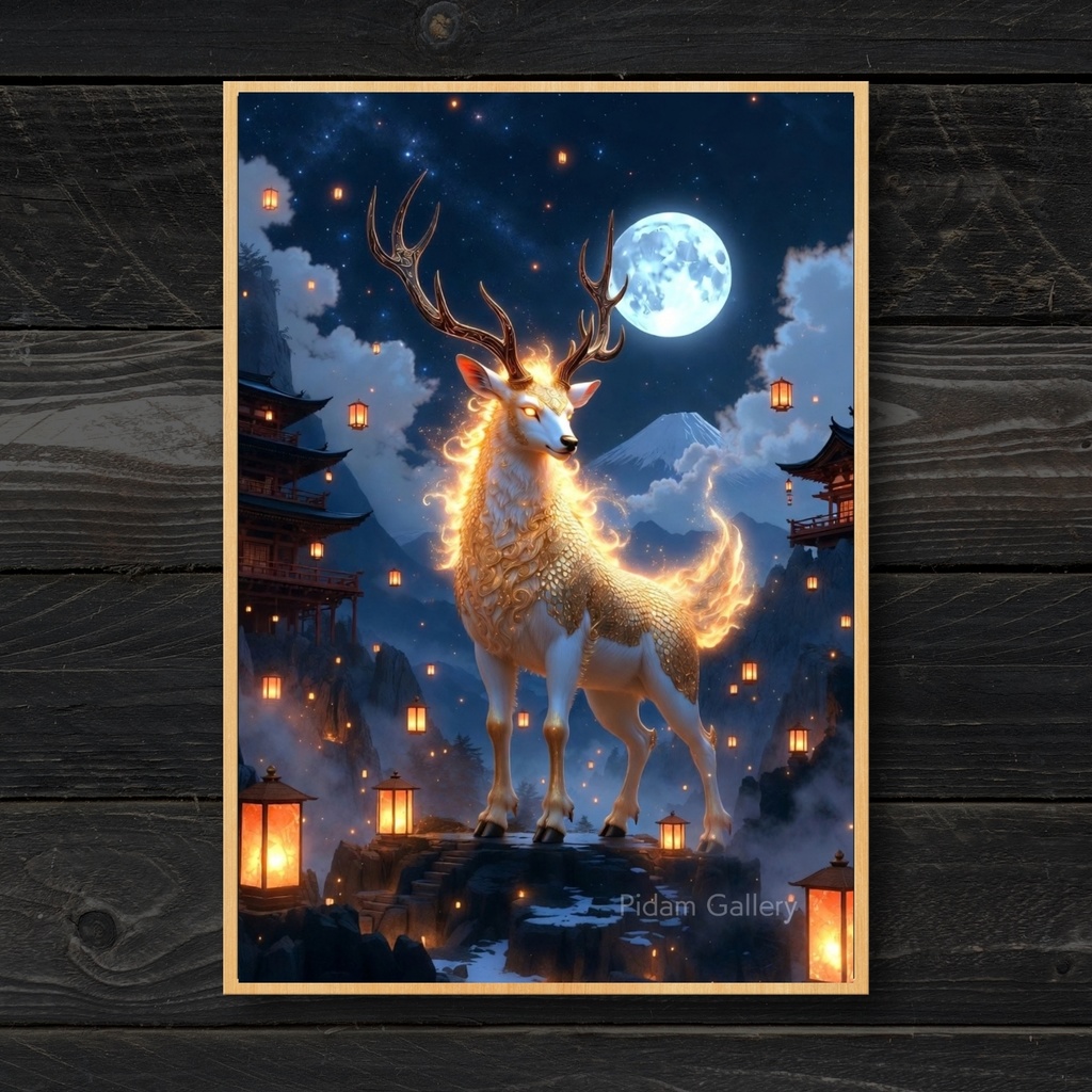 神煌麒麟|月夜と灯火に導かれる神獣アート【D019】