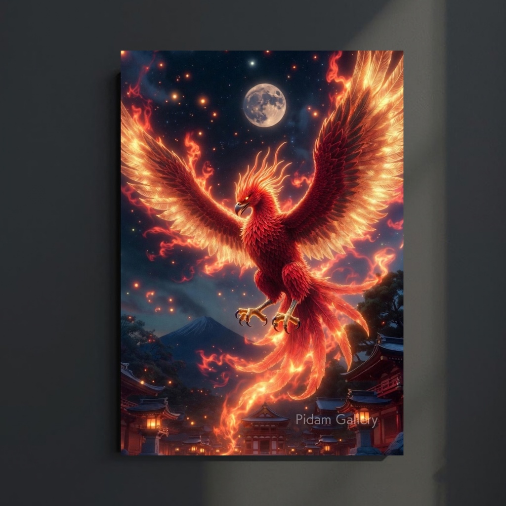 朱雀降臨|炎と月が導く神鳥アート【D023】