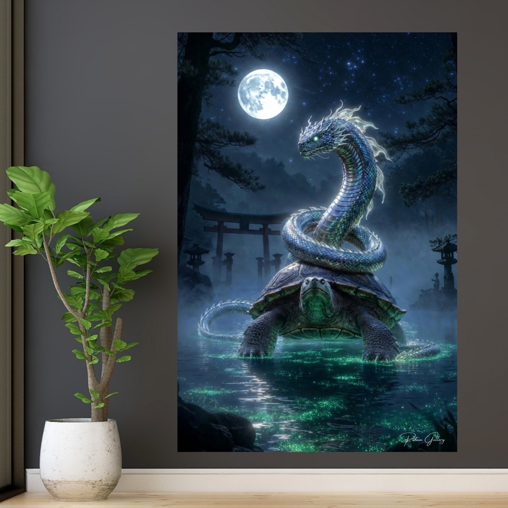 月夜の玄武｜静寂と守護の神獣アート | A4デジタル