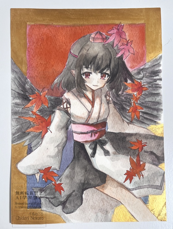 射命丸文◆東方水彩原画（A5サイズ）