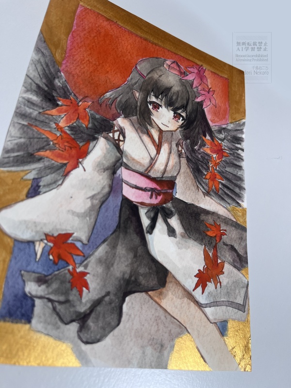 射命丸文◆東方水彩原画(A5サイズ)