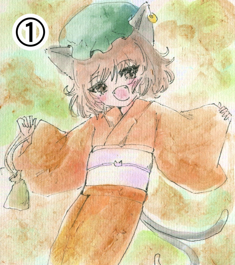 【原画】東方小色紙「浴衣」