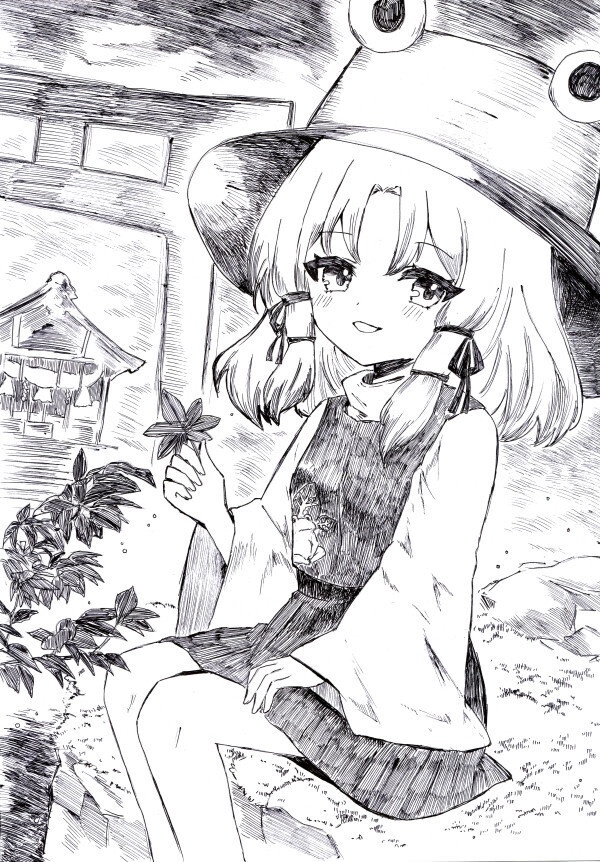 【原画】東方ペン画　洩矢諏訪子　A4サイズ