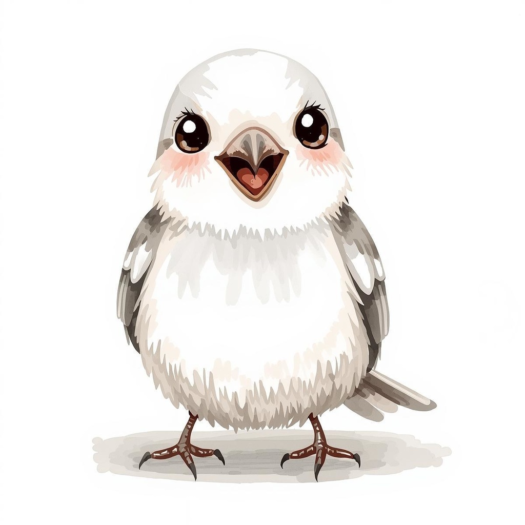 水彩画風*白文鳥の可愛いクリップアート10種類セット(PNG透過)