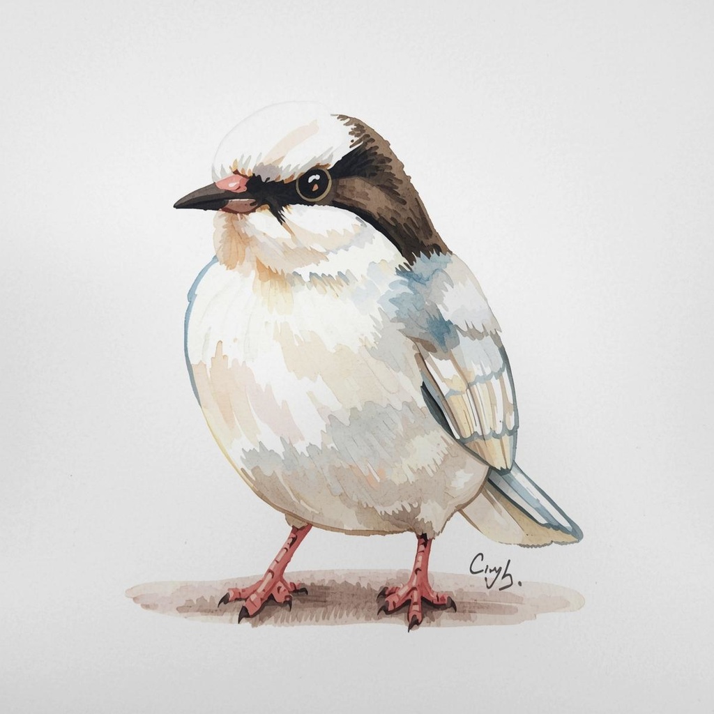 水彩画風*白文鳥の可愛いクリップアート10種類セット(PNG透過)