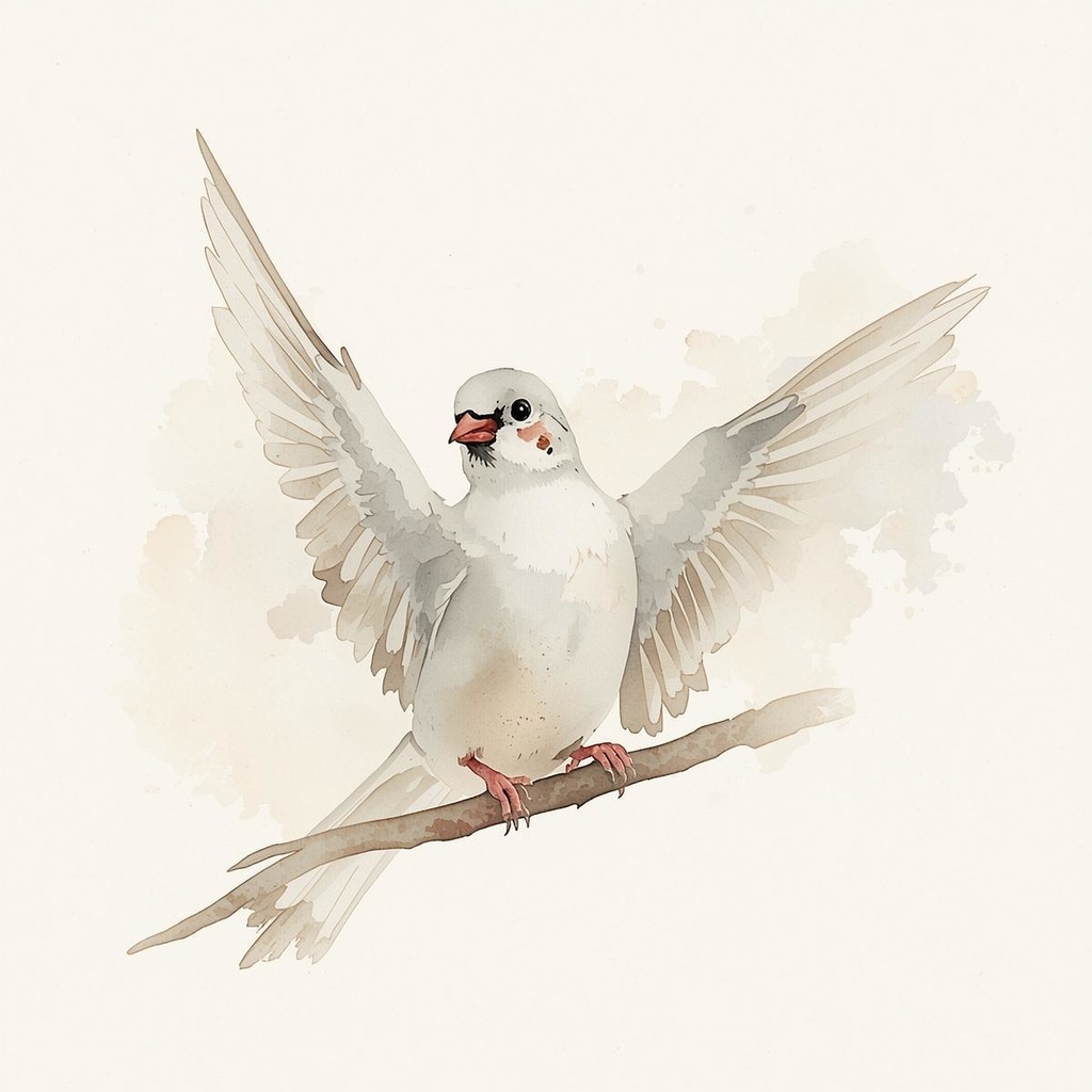 水彩画風*白文鳥の可愛いクリップアート10種類セット(PNG透過)