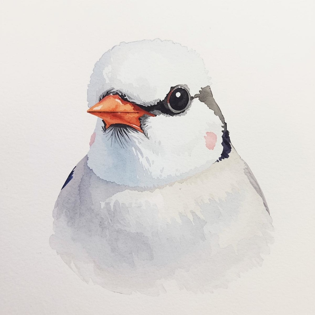 水彩画風*白文鳥の可愛いクリップアート10種類セット(PNG透過)