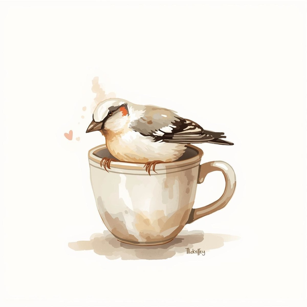 水彩画風*白文鳥の可愛いクリップアート10種類セット(PNG透過)