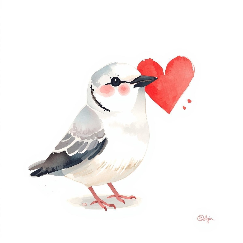 水彩画風*白文鳥の可愛いクリップアート10種類セット(PNG透過)