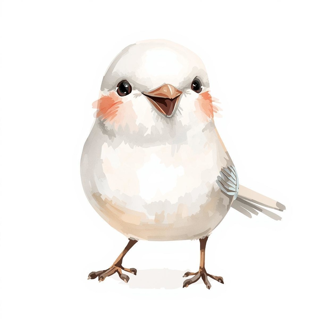 水彩画風*白文鳥の可愛いクリップアート10種類セット(PNG透過)