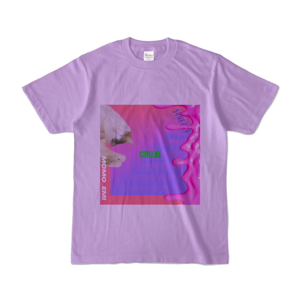 momo_emi カラーTシャツパープル　MOMOエビ寝