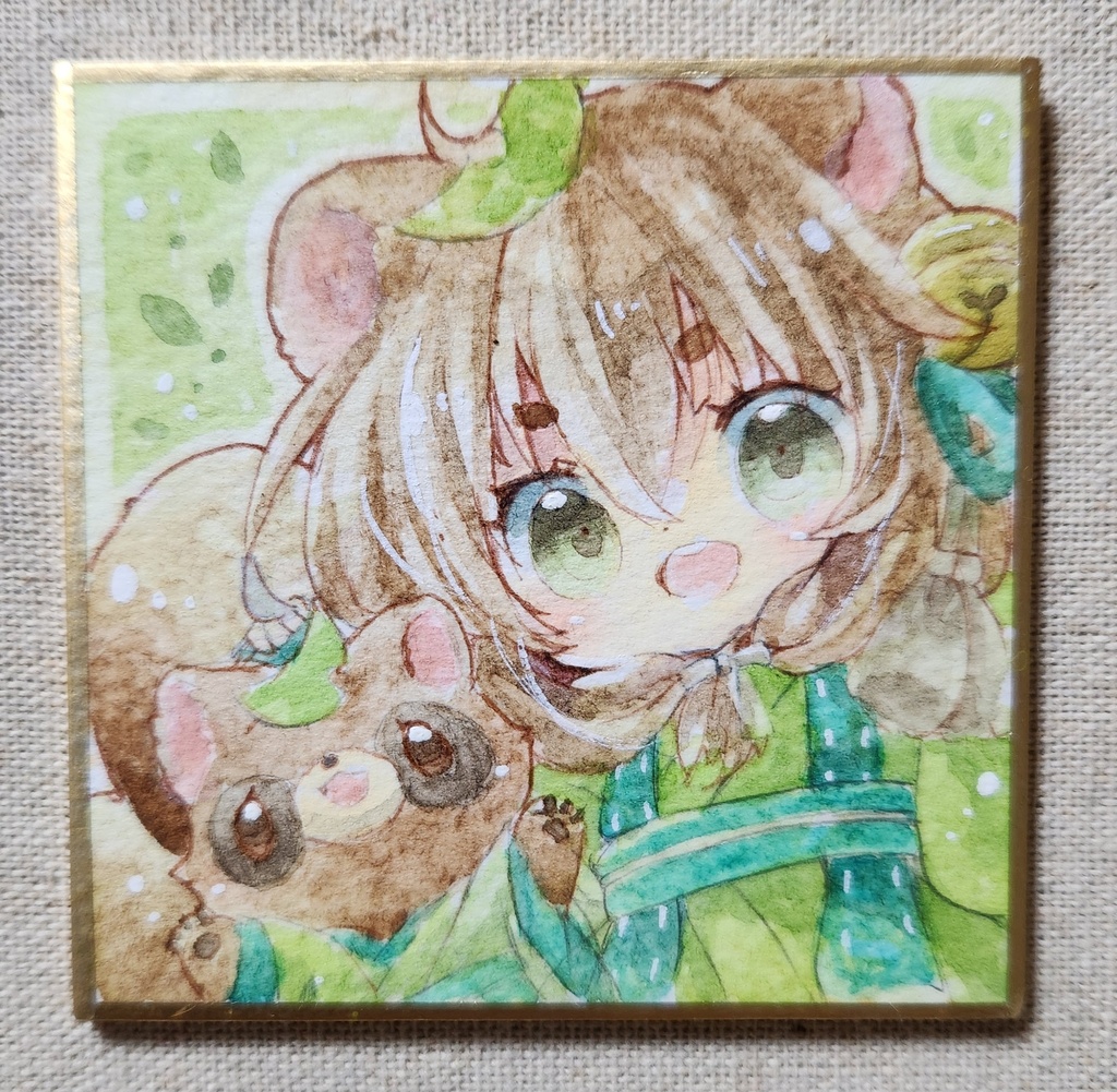 豆色紙原画:たぬき