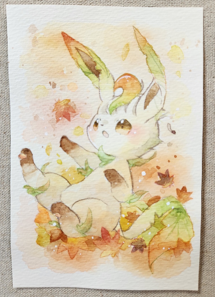 ポケモンイラスト原画:秋色リーフィア