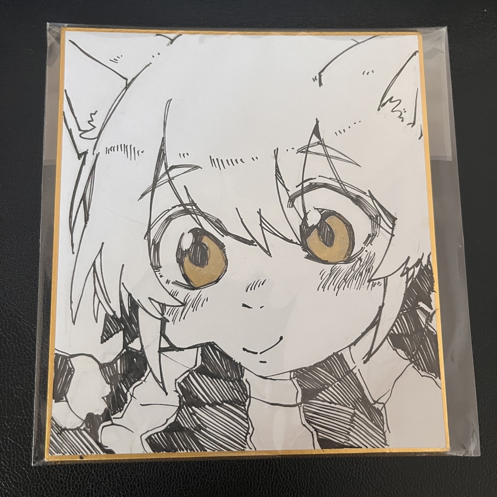 【一点モノ】冬と猫  色紙  直筆イラスト