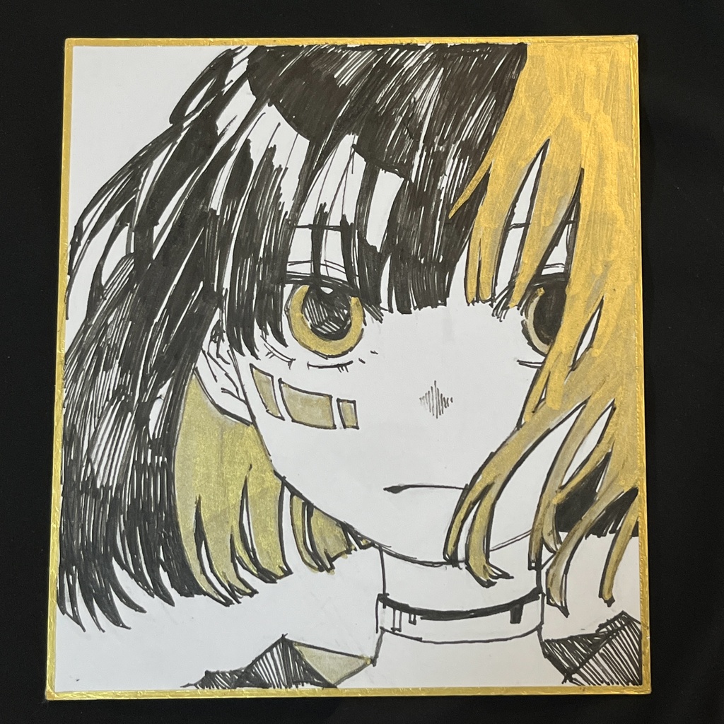 【一点モノ】決意  色紙イラスト  手描き