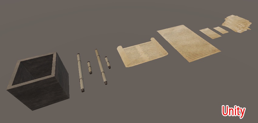 アンティーク風な西洋の紙、巻物セット(木箱のおまけ付)