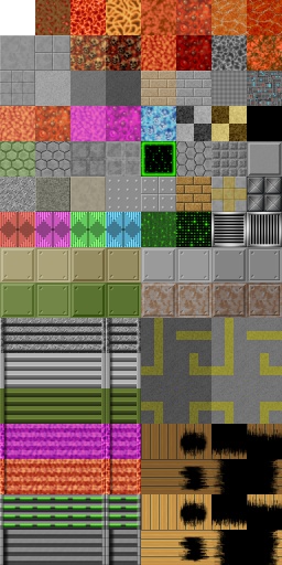 【無料版】現代・SFマップチップ(床、イス、パイプ、皿料理) ツクール・ウディタOK