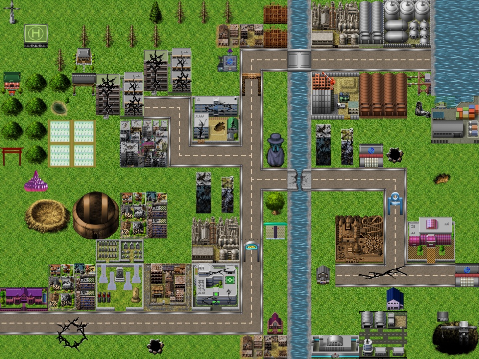 ホラー・脱出サスペンス・現代迷宮マップチップ・タイルセット 著作権フリー RPGツクール・ウディタ用