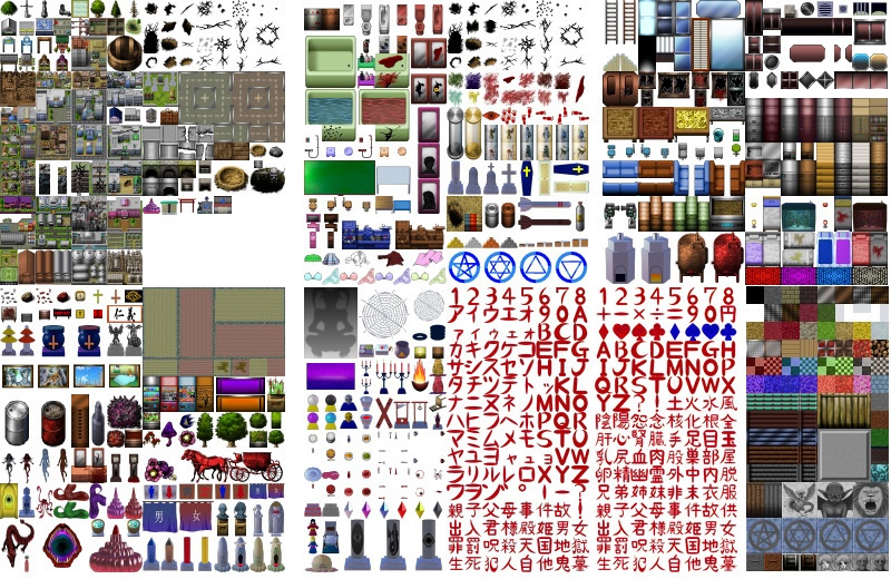 ホラー・脱出サスペンス・現代迷宮マップチップ・タイルセット 著作権フリー RPGツクール・ウディタ用