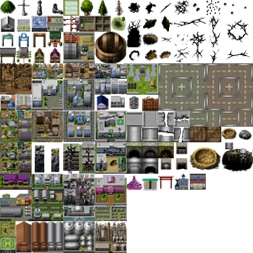 ホラー・脱出サスペンス・現代迷宮マップチップ・タイルセット 著作権フリー RPGツクール・ウディタ用