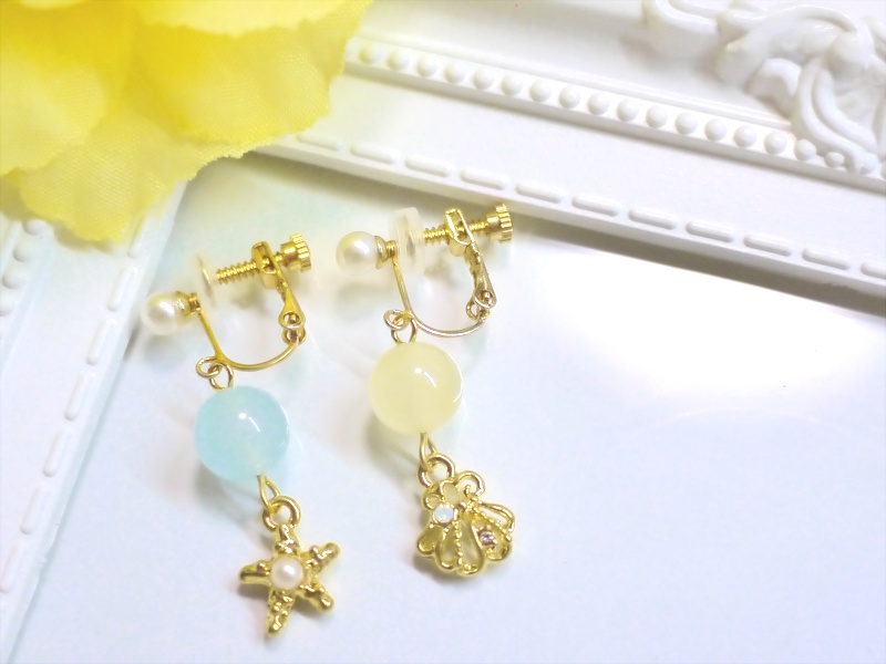 【オリジナル】波打ち際のイヤリング