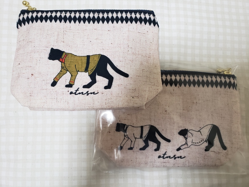 おがにゃんポーチ,オオカミ杉くんポーチ、黒豹kitくんポーチ