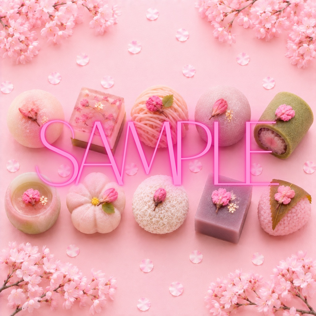 春の和菓子 デジタルペーパー【全10種】「PNG形式」
