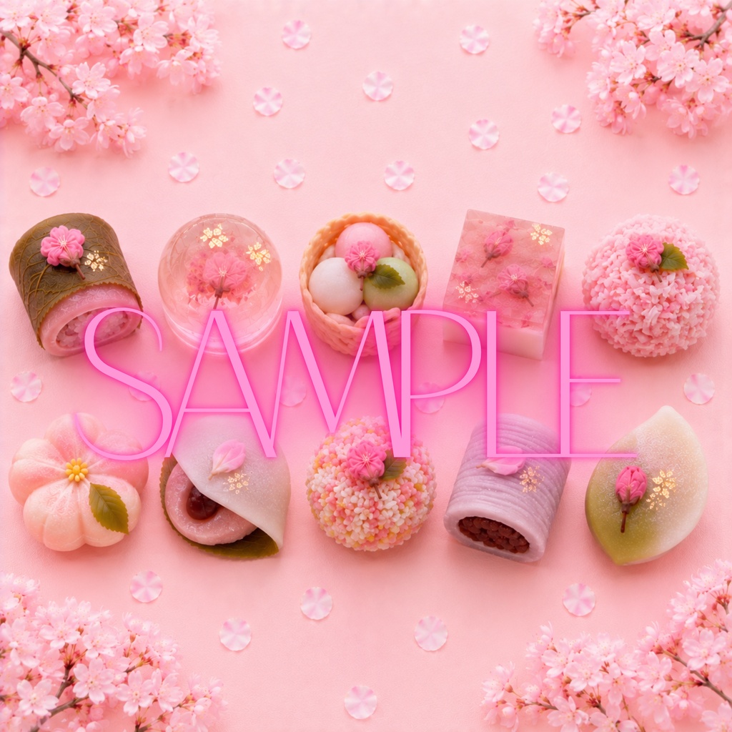 春の和菓子 デジタルペーパー【全10種】「PNG形式」