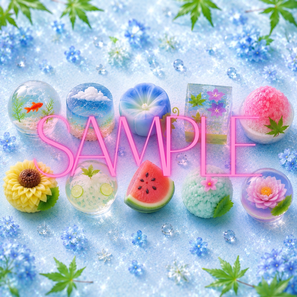 夏の和菓子 デジタルペーパー【全10種】「PNG形式」
