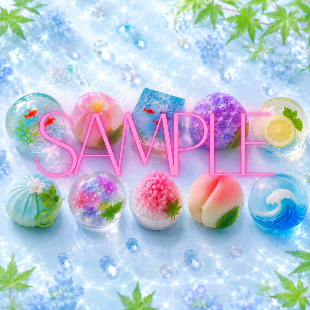 夏の和菓子 デジタルペーパー【全10種】「PNG形式」