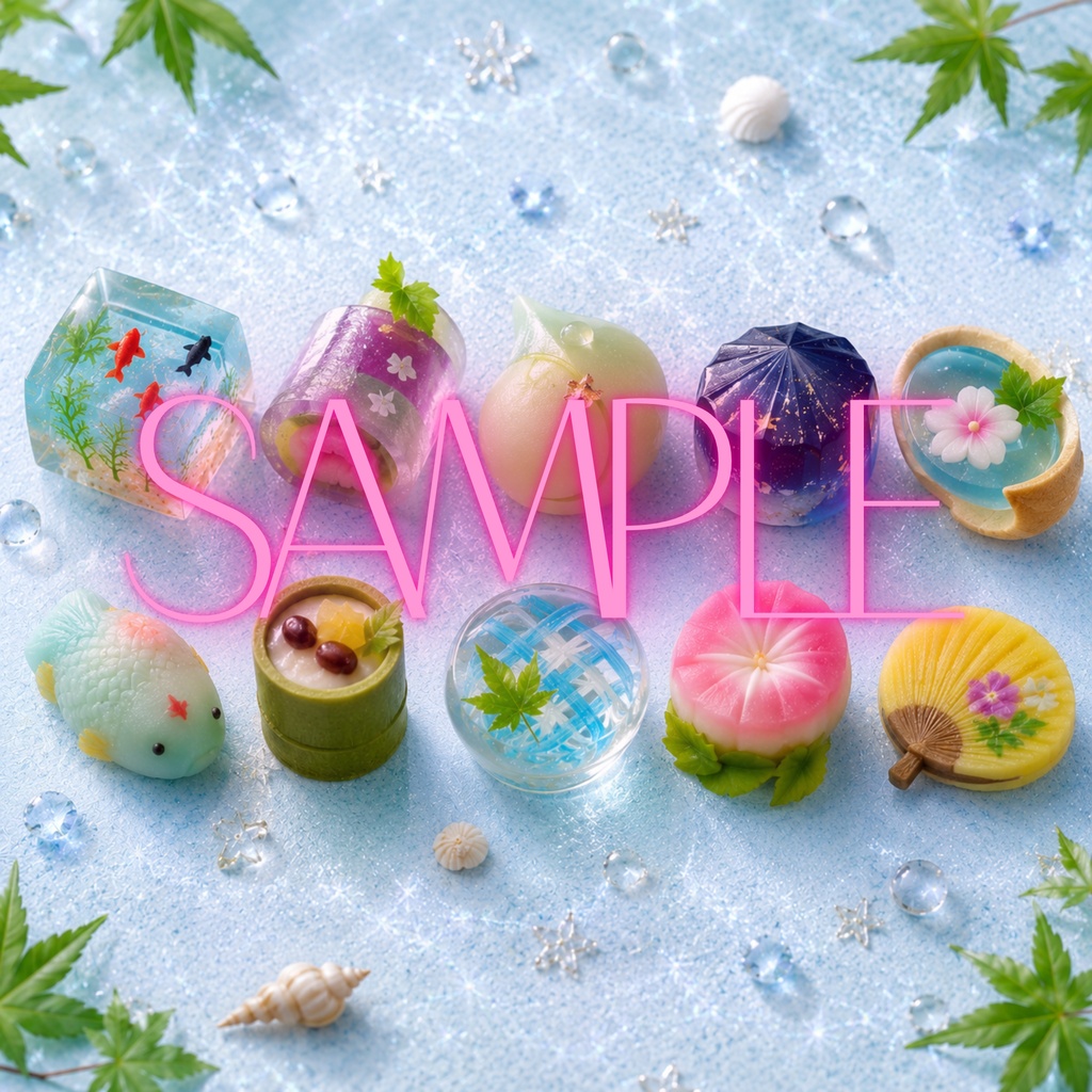 夏の和菓子 デジタルペーパー【全10種】「PNG形式」