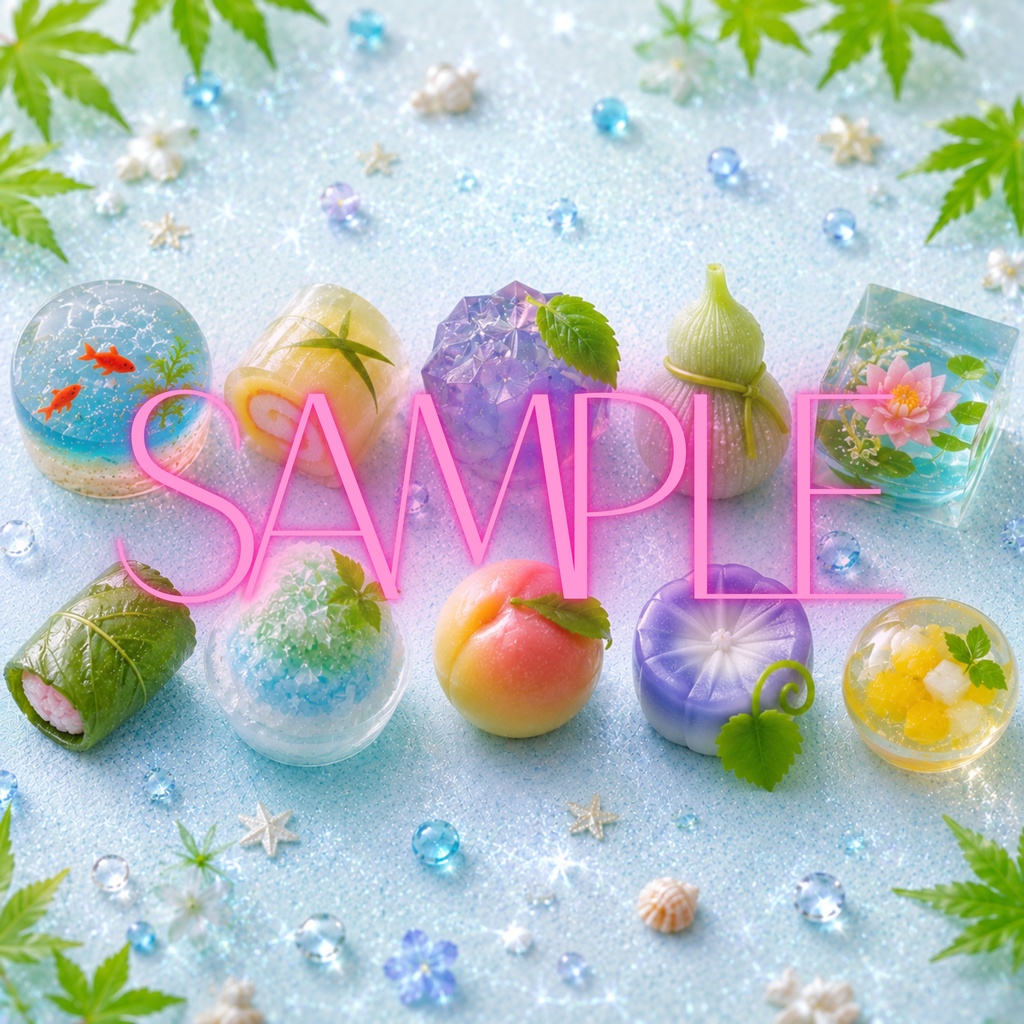 夏の和菓子 デジタルペーパー【全10種】「PNG形式」