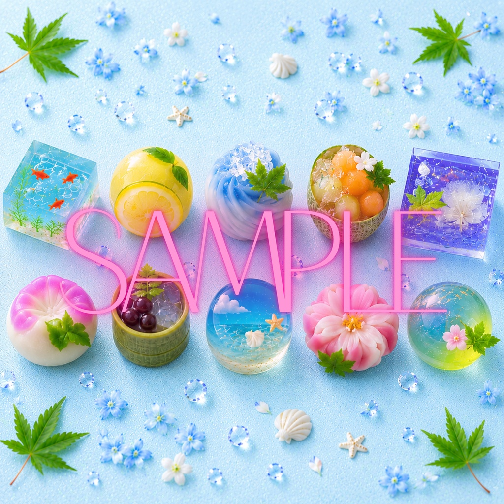 夏の和菓子 デジタルペーパー【全10種】「PNG形式」