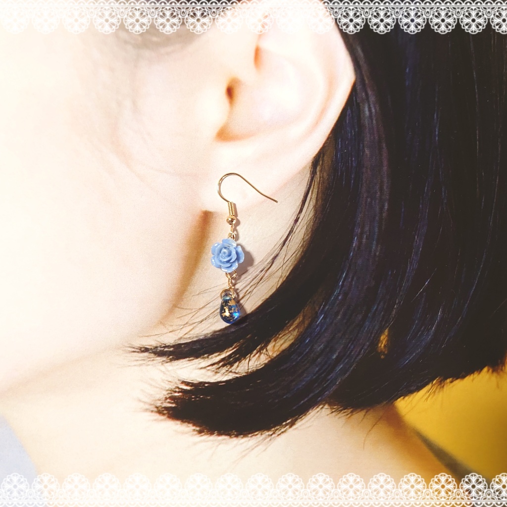 青薔薇のしずく【ピアス/イヤリング】