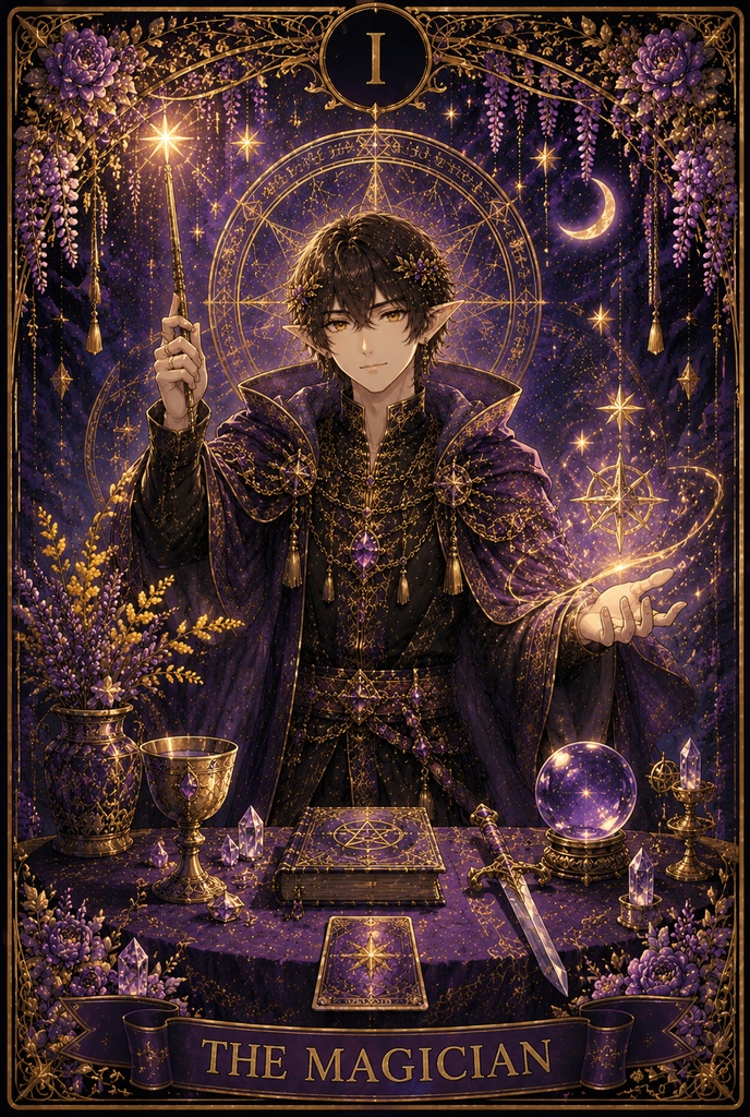 Elf Tarot Artbook|Fantasy Tarot Collection (23 Cards) 紫の幻想世界を旅する、Elfのタロットアート作品集。 全23枚に込めた物語をお楽しみください。