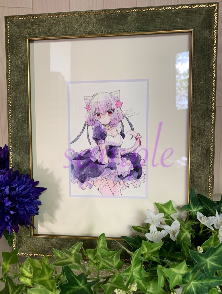 イラスト原画  狐ヶ咲 甘色 -ねこみみさん-