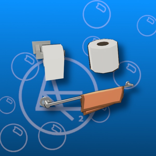 Free Stylized Towel Rail and Toilet Paper Prefab