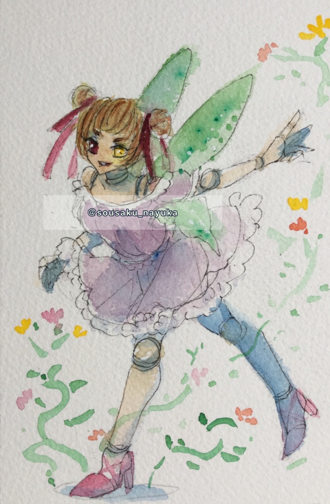 オリジナル水彩原画(はがきサイズ 額入り)