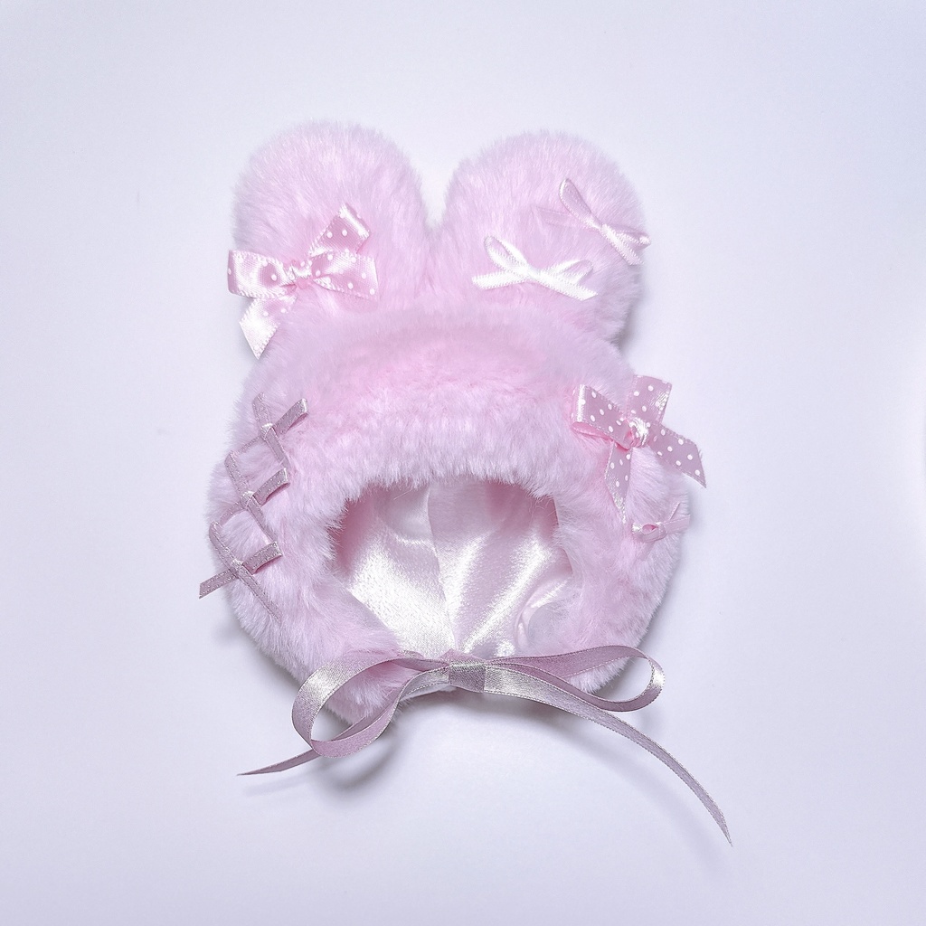 ♡ラメリボンふあふあうさぎの被り物♡
