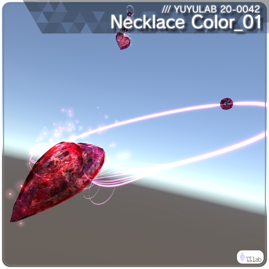 YUYULAB 20-0042 Accessory ハートクリスタルアクセサリー 【MA対応・VRchat想定】