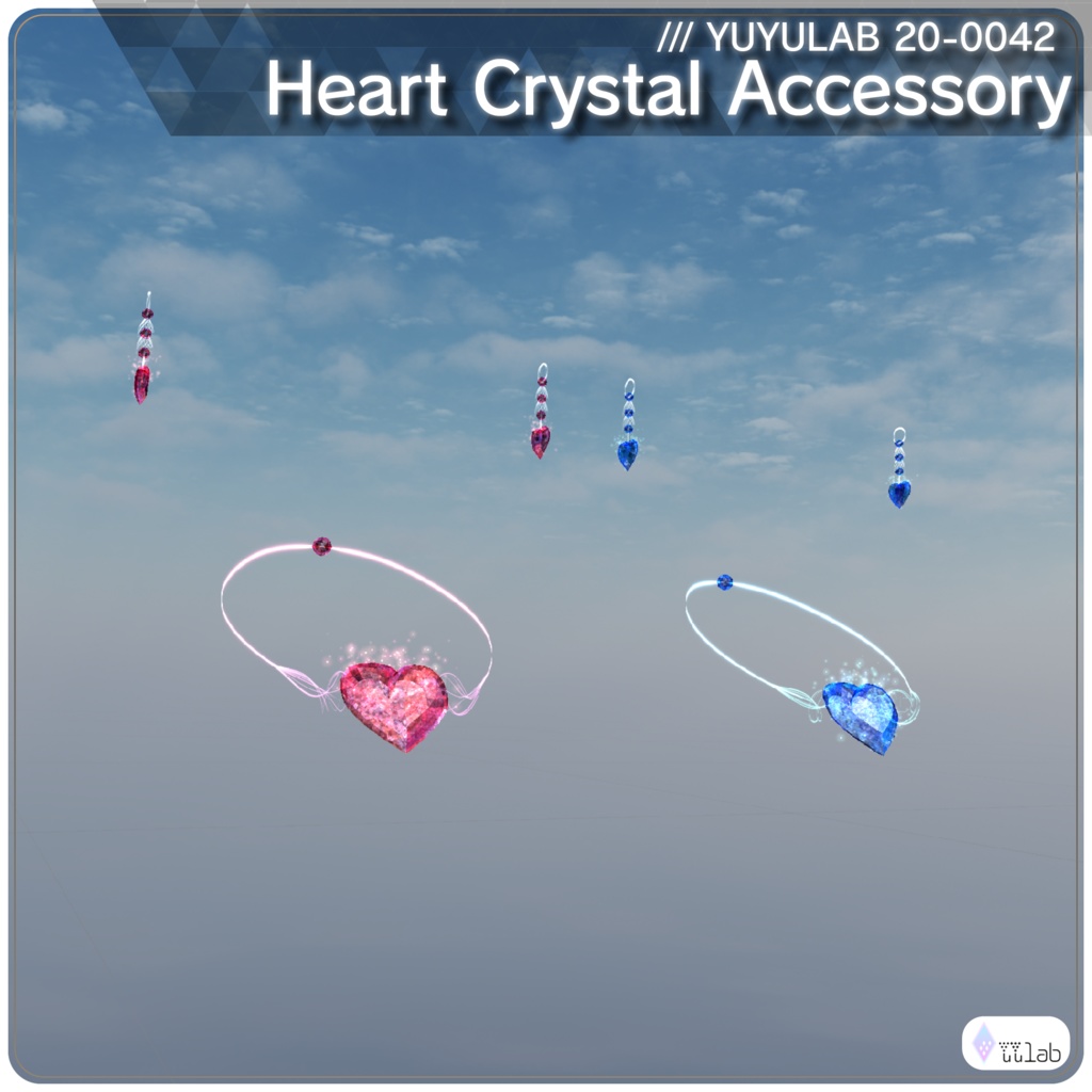 YUYULAB 20-0042 Accessory ハートクリスタルアクセサリー 【MA対応・VRchat想定】